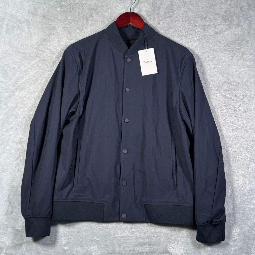Theory Murphy Precision Ponte Jacket Mens M Navy Blue Bomber